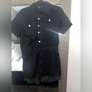 SHEIN Black Button-Up Romper